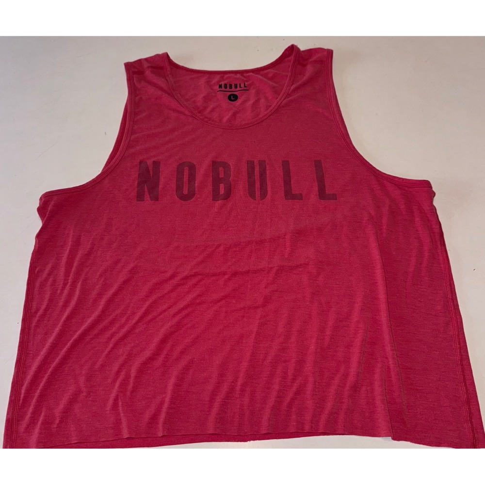 NOBULL Unisex Muscle Tank Pink/Red Heathered Logo Graphic Training Shirt L